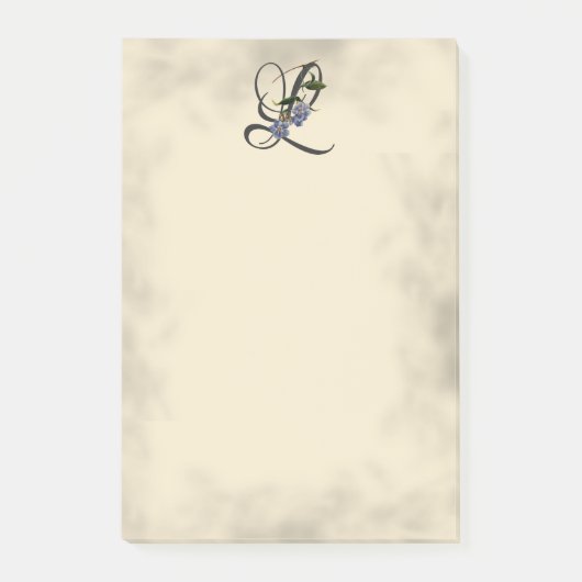 イニシャルL、ヴィンテージ月桂樹Clockvine Post-it Notes ポストイット (正面)