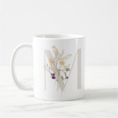 イニシャルMソフトカラー花コーヒーマグ コーヒーマグカップ (左)