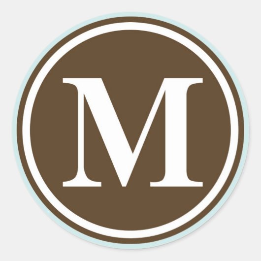 イニシャルMモノグラムサークルレター印鑑パーティーの好意 ラウンドシール (正面)