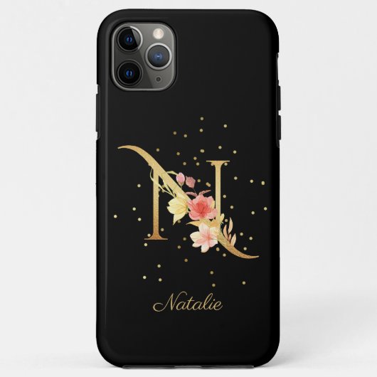 イニシャルN フラワーモノグラム 名前 名前入れ Case-Mate iPhoneケース (裏面)