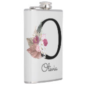 イニシャルOのモノグラムピンクフラワー フラスク (右)
