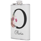 イニシャルOのモノグラム ピンク フラワー フラスク (左)