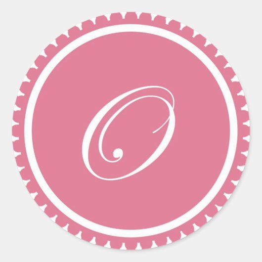 イニシャルOプリンセスピンクモノグラムシールパーティーの好意 ラウンドシール (正面)