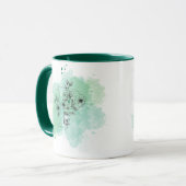 イニシャルP水色モノグラムグリーンボタニカル マグカップ (正面左)