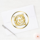 イニシャルQラウンドステッカー金ゴールド ラウンドシール (封筒)