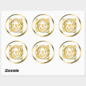 イニシャルQラウンドステッカー金ゴールド ラウンドシール (シート)