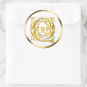 イニシャルQラウンドステッカー金ゴールド ラウンドシール (バッグ)