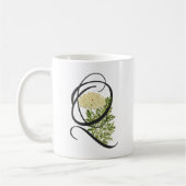 イニシャルQ、ヴィンテージクイーンアンズレースコーヒーマグ コーヒーマグカップ (左)