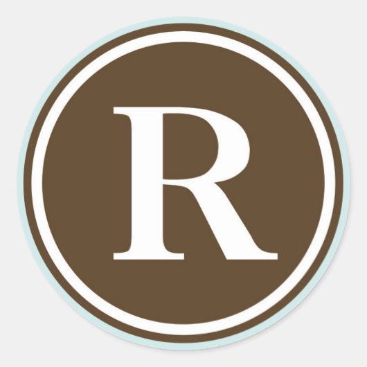 イニシャルRモノグラムサークルレター印鑑パーティーの好意 ラウンドシール (正面)