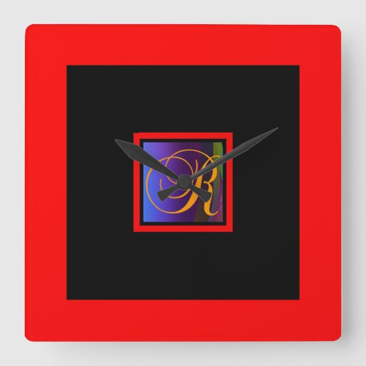 イニシャルRモノグラム スクエア壁時計 (正面)