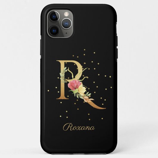 イニシャルR フラワーモノグラム 名前 名前入れ Case-Mate iPhoneケース (裏面)
