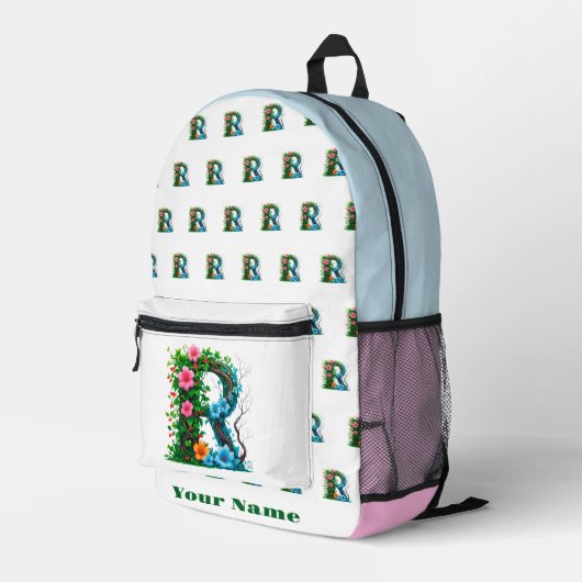 イニシャルR プリントバックパック (裏面右端)