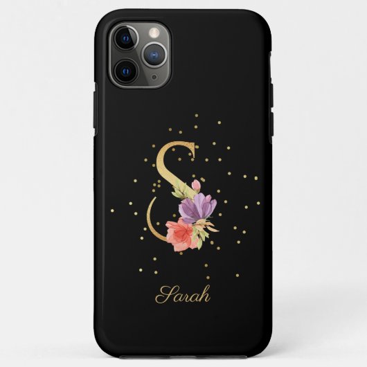 イニシャルS フラワーモノグラム 名前をカスタマイズ Case-Mate iPhoneケース (裏面)
