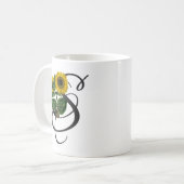 イニシャルS、ヴィンテージひまわりコーヒーマグ コーヒーマグカップ (正面左)