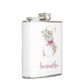 イニシャルS、金ゴールドレターS、モノグラムS、ピンクフローラ フラスク (右)