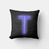 イニシャルTネオンマーキーオンブリック クッション (正面)