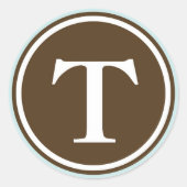 イニシャルTモノグラムサークルレター印鑑パーティーの好意 ラウンドシール (正面)