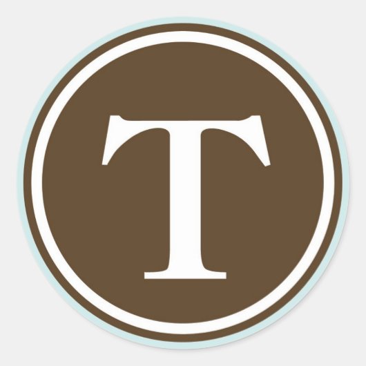 イニシャルTモノグラムサークルレター印鑑パーティーの好意 ラウンドシール (正面)