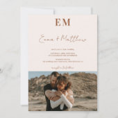 イニシャルterracotta beige 2枚の写真qr 結婚s 招待状 (正面)