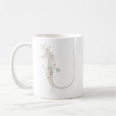 イニシャルUソフトカラー花コーヒーマグ コーヒーマグカップ (左)