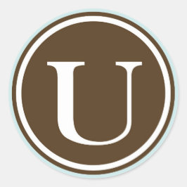 イニシャルUモノグラムサークルレター印鑑パーティー好意 ラウンドシール