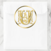 イニシャルUラウンドステッカー金ゴールド ラウンドシール (バッグ)