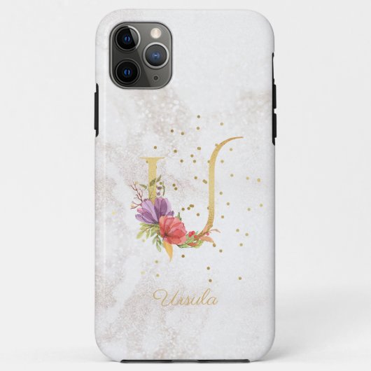 イニシャルU フローラルモノグラム 名前入り 名前イニシャル オーダーメイド Case-Mate iPhoneケース (裏面)