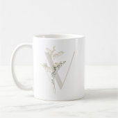 イニシャルVソフトカラー花コーヒーマグ コーヒーマグカップ (左)