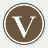 イニシャルVモノグラムサークルレター印鑑パーティーの好意 ラウンドシール (正面)
