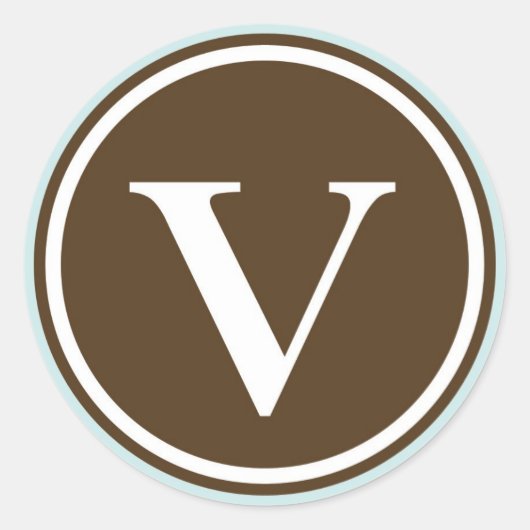 イニシャルVモノグラムサークルレター印鑑パーティーの好意 ラウンドシール (正面)