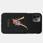 イニシャルV フローラルモノグラム 名前をカスタマイズ Case-Mate iPhoneケース (裏面(横))
