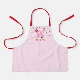イニシャルWのトナカイの女の子用エプロン エプロン