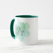 イニシャルWウォーターカラーモノグラムグリーンボタニカル マグカップ (正面左)