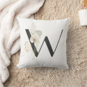 イニシャルW柔らかい色の野生の花 クッション (ブランケット)