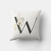 イニシャルW柔らかい色の野生の花 クッション (裏面)
