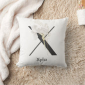 イニシャルXソフトカラー花付き クッション (ブランケット)