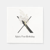 イニシャルXソフトカラー花付き スタンダードカクテルナプキン (正面)