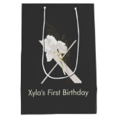 イニシャルXソフトカラー花付き ミディアムペーパーバッグ (裏面)