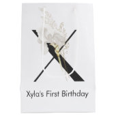 イニシャルXソフトカラー花付き ミディアムペーパーバッグ (裏面)