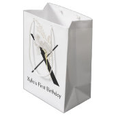 イニシャルXソフトカラー花付き ミディアムペーパーバッグ (裏面アングル)