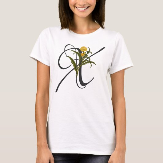 イニシャルX、Xerokrysum bractea Tシャツ (正面)