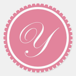 イニシャルYプリンセスピンクモノグラムシールパーティーの好意 ラウンドシール