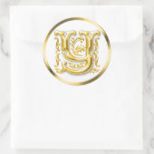 イニシャルY丸ステッカー金ゴールド ラウンドシール (バッグ)