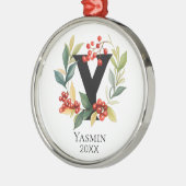 イニシャルY ベリーのクリスマスリース メタルオーナメント (左)