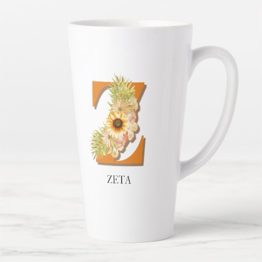 イニシャルZのひまわりフラワーモノグラムと名前 カフェラテマグ (右)