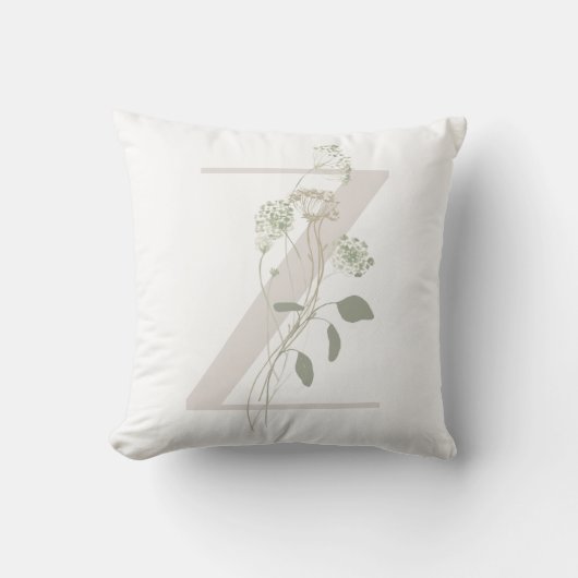 イニシャルZソフトカラーの花 クッション (正面)