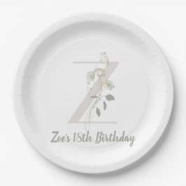 イニシャルZソフトカラー花カスタムクラシック ペーパープレート