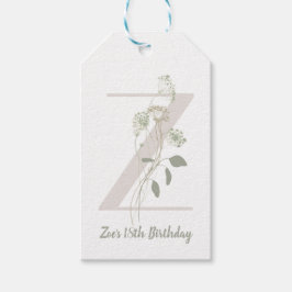 イニシャルZソフトカラー花カスタム付 ギフトタグ