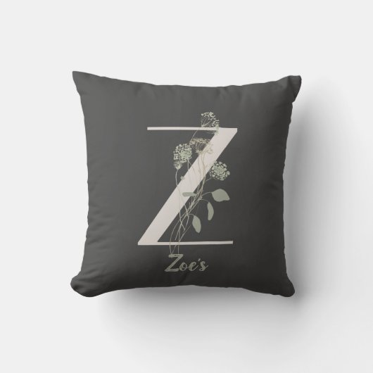 イニシャルZソフトカラー花カスタム付 クッション (正面)