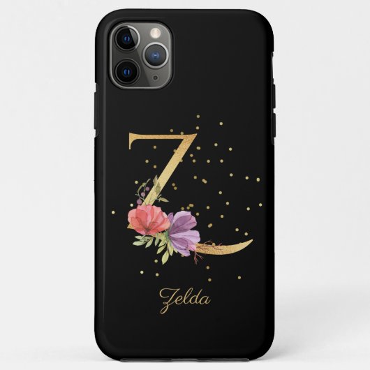 イニシャルZ フラワーモノグラム 名前をカスタマイズ Case-Mate iPhoneケース (裏面)